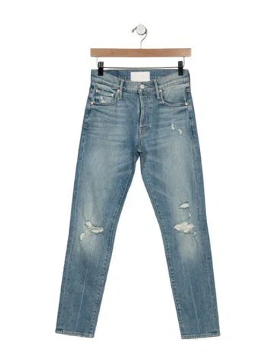 Pre-owned Mother High-rise Straight Leg Jeans W/ Tags In Blue