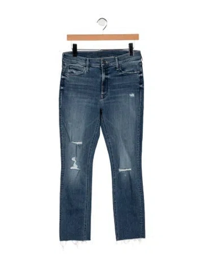 Pre-owned Mother High-rise Straight Leg Jeans W/ Tags In Blue