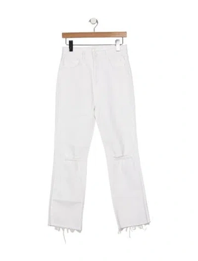 Pre-owned Mother High-rise Straight Leg Jeans W/ Tags In White