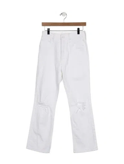 Pre-owned Mother High-rise Straight Leg Jeans In White