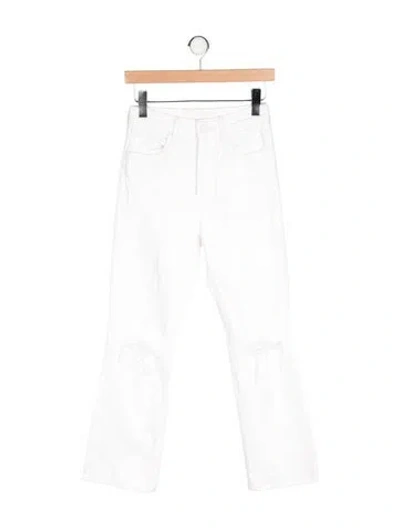 Pre-owned Mother High-rise Straight Leg Jeans In White