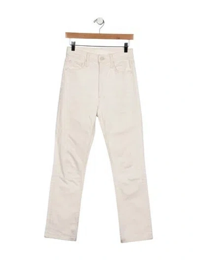 Pre-owned Mother High-rise Straight Leg Jeans In White