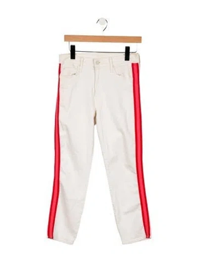 Pre-owned Mother High-rise Straight Leg Jeans In White