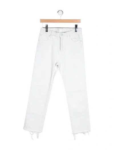 Pre-owned Mother High-rise Straight Leg Jeans In White