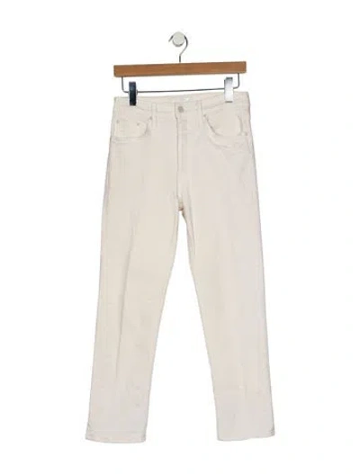 Pre-owned Mother High-rise Straight Leg Jeans In White