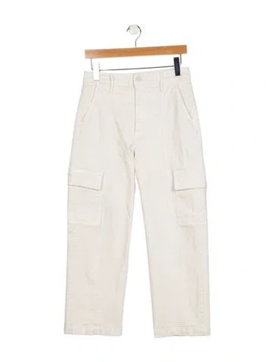 Pre-owned Mother High-rise Straight Leg Jeans In White