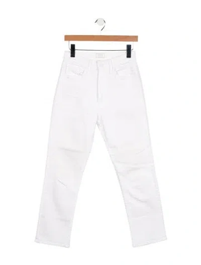 Pre-owned Mother High-rise Straight Leg Jeans In White