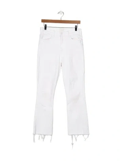 Pre-owned Mother High-rise Straight Leg Jeans In White