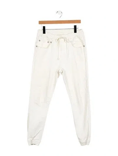 Pre-owned Mother High-rise Straight Leg Jeans In White