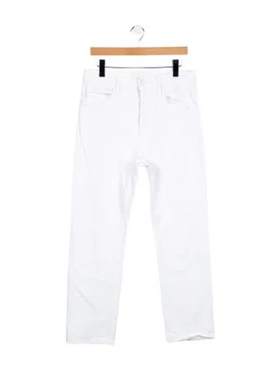 Pre-owned Mother High-rise Straight Leg Jeans In White