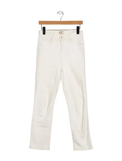 Pre-owned Mother High-rise Straight Leg Jeans In White