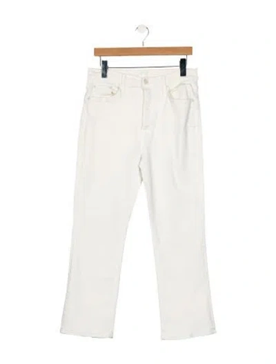 Pre-owned Mother High-rise Straight Leg Jeans In White