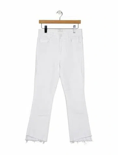 Pre-owned Mother High-rise Straight Leg Jeans In White