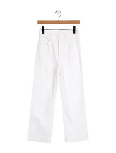 Pre-owned Mother High-rise Straight Leg Jeans In White