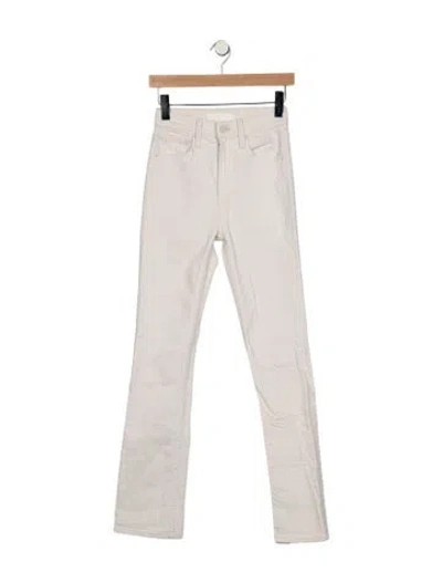 Pre-owned Mother High-rise Straight Leg Jeans In White