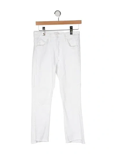 Pre-owned Mother High-rise Straight Leg Jeans In White