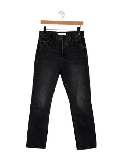 Pre-owned Mother High-rise Straight Leg Jeans In White