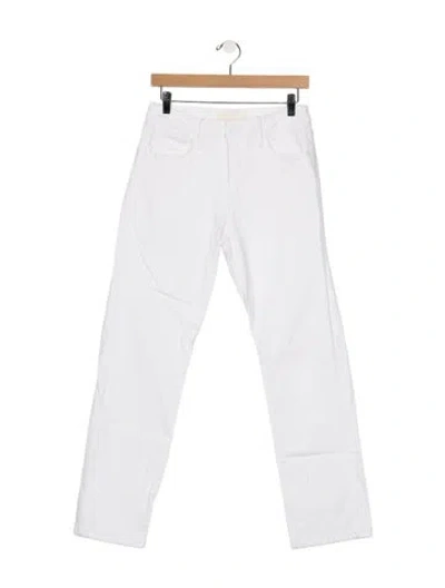 Pre-owned Mother High-rise Straight Leg Jeans In White