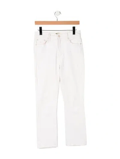 Pre-owned Mother High-rise Straight Leg Jeans In White