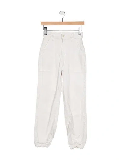 Pre-owned Mother High-rise Straight Leg Jeans In White