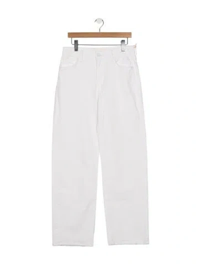 Pre-owned Mother High-rise Straight Leg Jeans In White