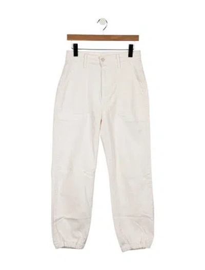Pre-owned Mother High-rise Straight Leg Jeans In White