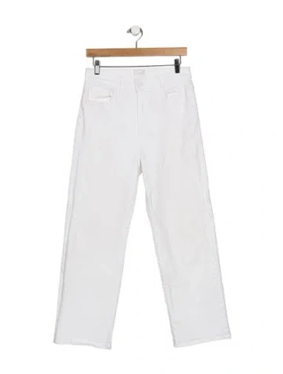 Pre-owned Mother High-rise Straight Leg Jeans In White