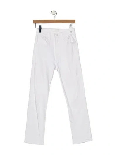 Pre-owned Mother High-rise Straight Leg Jeans In White