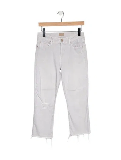 Pre-owned Mother High-rise Straight Leg Jeans In White