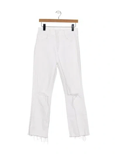 Pre-owned Mother High-rise Straight Leg Jeans In White