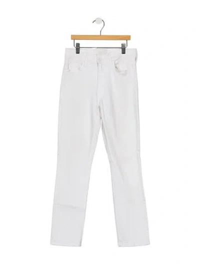 Pre-owned Mother High-rise Straight Leg Jeans In White