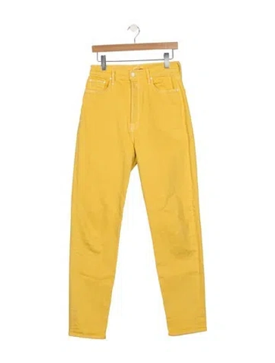 Pre-owned Mother High-rise Straight Leg Jeans In Yellow
