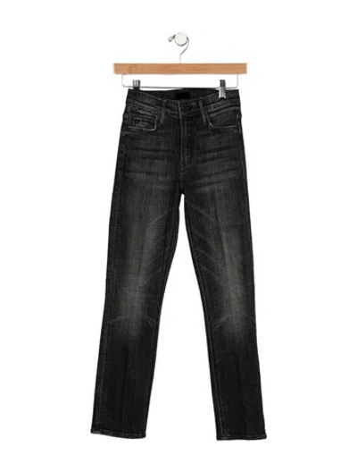 Pre-owned Mother High-rise Wide Leg Jeans In Black