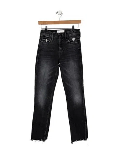 Pre-owned Mother High-rise Wide Leg Jeans In Black