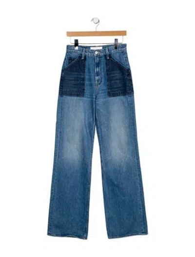 Pre-owned Mother High-rise Wide Leg Jeans In Blue