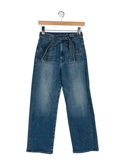 Pre-owned Mother High-rise Wide Leg Jeans In Blue