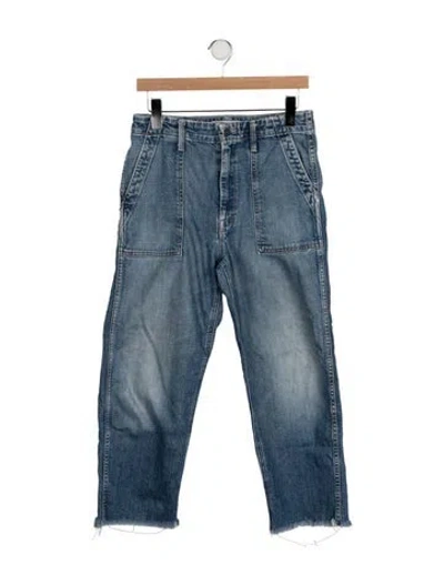 Pre-owned Mother High-rise Wide Leg Jeans In Blue