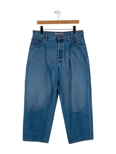 Pre-owned Mother High-rise Wide Leg Jeans In Blue