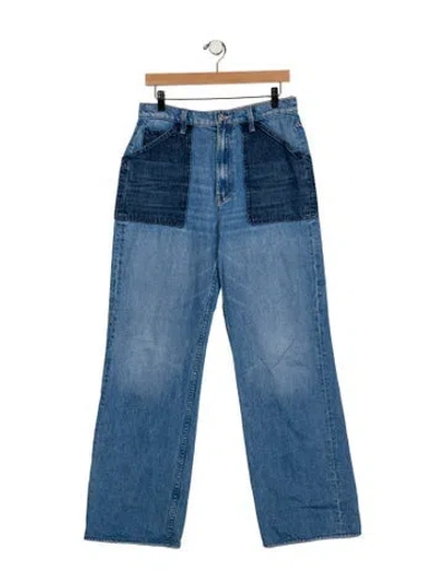 Pre-owned Mother High-rise Wide Leg Jeans In Blue