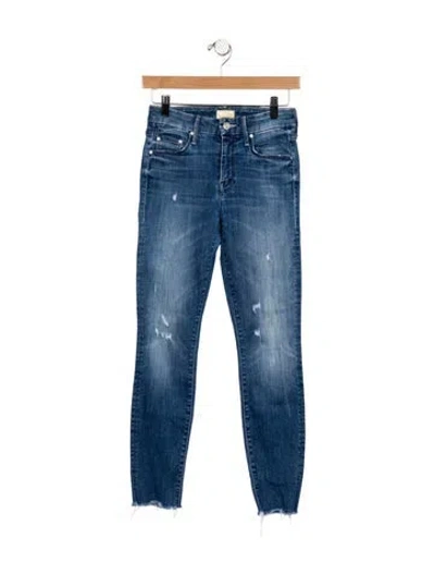 Pre-owned Mother High-rise Wide Leg Jeans In Blue