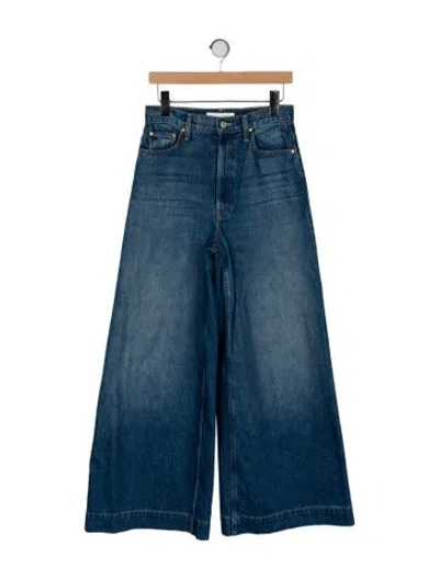 Pre-owned Mother High-rise Wide Leg Jeans In Blue