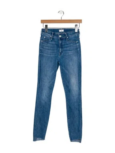 Pre-owned Mother High-rise Wide Leg Jeans In Blue