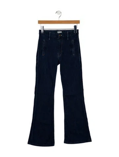 Pre-owned Mother High-rise Wide Leg Jeans In Blue