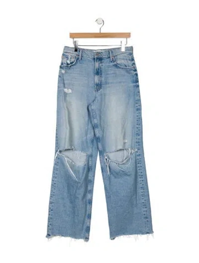 Pre-owned Mother High-rise Wide Leg Jeans In Blue