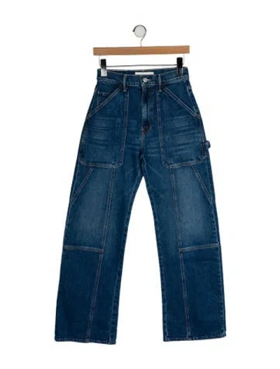 Pre-owned Mother High-rise Wide Leg Jeans In Blue