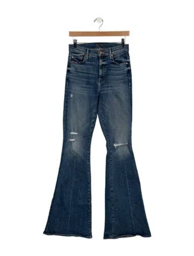 Pre-owned Mother High-rise Wide Leg Jeans In Blue