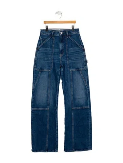 Pre-owned Mother High-rise Wide Leg Jeans In Blue