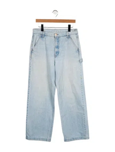 Pre-owned Mother High-rise Wide Leg Jeans In Blue