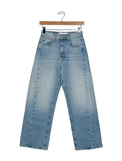 Pre-owned Mother High-rise Wide Leg Jeans In Blue