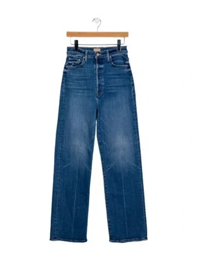 Pre-owned Mother High-rise Wide Leg Jeans In Blue
